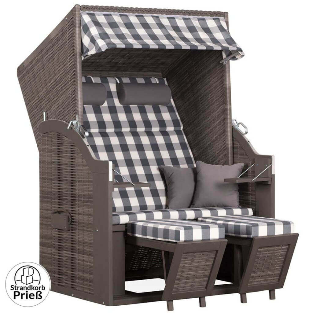 Strandkorb Trendy Modell Pure Standard, PE-Geflecht grey glazed, Dessin 478 - Strandkorb Prieß