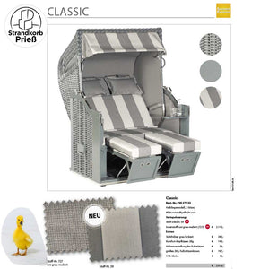 2025-1 Strandkorb Sonnenpartner Modell Classic Holz natur lasiert PE-Geflecht onix Dessin 59-727 - Strandkorb Prieß